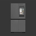 Modern Smart Refrigerator With Digital Screen Sleek Design And Dark Stainless Steel Finish