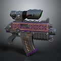 Modern Decorative Gun With Purple Gold Patterns Scope And Skull Design 3d model