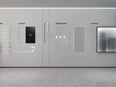 Modern Background Wall With Display Panels Information Charts And Digital Screen 3d model