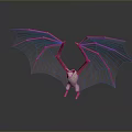 3D Render Red And White Bat Game Movie Character With Transparent Skeletal Wings