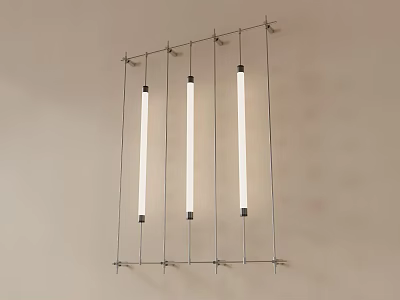 Modern Linear Wall Light With Three Cylindrical LED Tubes And Metal Support Frame 3d model