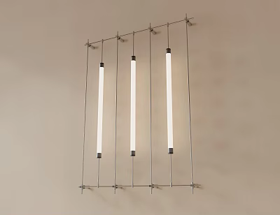 Modern Linear Wall Light With Three Cylindrical LED Tubes And Metal Support Frame 3d model