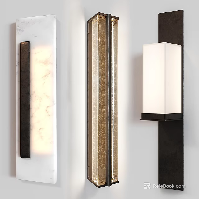 Modern Wall Sconces With Sleek Metal Frame And White Linen Shade For Interior Decor 3d model 