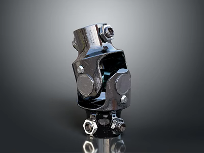 Chrome Plated Metal Mechanical Joint With Rotational Bolts And Shiny Surface 3d model