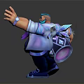 Muscular Fantasy Character With Blue Purple Beard Holding Geometric Orb And Blue Shoes