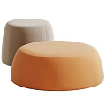Modern Single Seater Sofa with Orange and Beige Round Upholstered Fabric Design