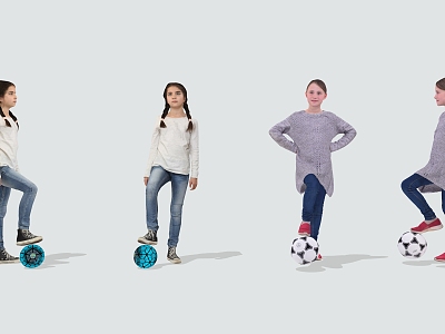 Sports children playing football model