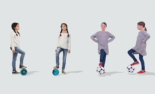 Sports children playing football 3d model