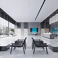 Bright Modern Spacious Office Reception Lobby With Comfortable Waiting Seats And Floor To Ceiling Windows