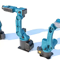 Blue Industrial Robotic Arms As Modern Industrial Equipment For Manufacturing Processes