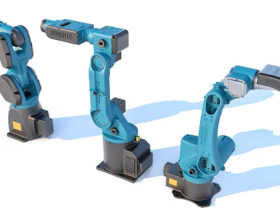 Blue Industrial Robotic Arms As Modern Industrial Equipment For Manufacturing Processes 3d model