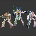 Colorful Robot Action Figures With Mechanical Armor And Weapon Accessories In Dynamic Poses