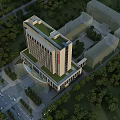 Aerial View Planning of Modern High Rise Building with Greenery and Surrounding Roads