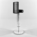 Modern Black Leather Bar Stool With Adjustable Height Metal Frame And Round Base 3d model