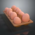 Fresh Brown Chicken Eggs in Paper Carton on Black Reflective Surface