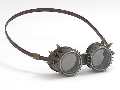 Steampunk Goggles With Leather Strap Gear Details And Spike Accents 3d model