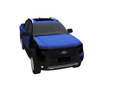 Blue Ford Pickup Truck Front View Exterior Design With Modern Styling 3d model