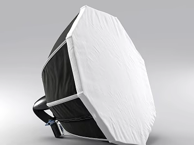 Industrial Equipment Protective Octagonal Hood With Black And White Color Scheme And Metal Stand 3d model