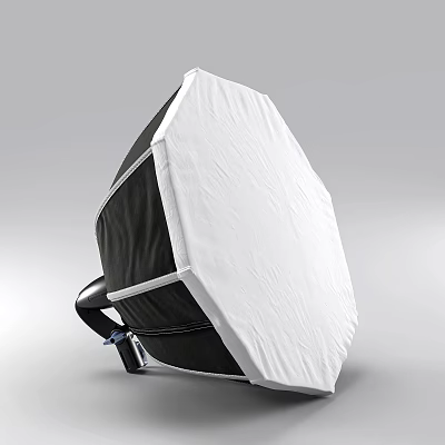 Industrial Equipment Protective Octagonal Hood With Black And White Color Scheme And Metal Stand 3d model