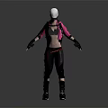 Woman In Pink Jacket And Black Pants With White Helmet And Glowing Shoes