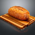 Fresh Baked Loaf Of Bread On Wooden Cutting Board With Texture