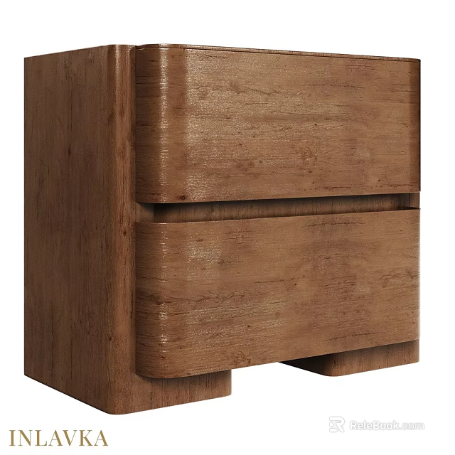Natural Wood Chest of Drawers With Two Drawers And Simple Design For Bedroom 3d model 
