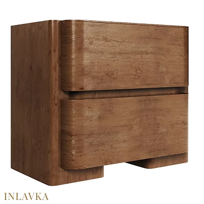 Natural Wood Chest of Drawers With Two Drawers And Simple Design For Bedroom 3d model
