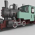 Vintage Steam Locomotive Black And Light Green Body With Red Undercarriage On Railway Tracks