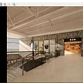 Modern Shopping Mall Lobby Interior With Ceiling Design Tiled Floor And Store Entrance