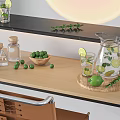 Elegant Glass Tea Set With Fresh Lime Slices And Wooden Tray On Countertop