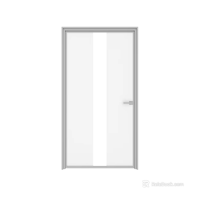 Modern Interior Glass Swing Door with Aluminum Frame and Clear Panel Design 3d model 