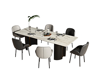 Dining table and chair 3d model