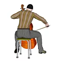Man Playing Cello While Sitting on Chair with Focused Musical Expression