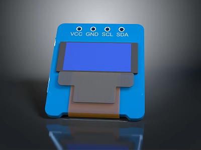 Blue Electronic Module With VCC GND SCL SDA Pins And LCD Display Screen 3d model