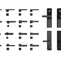 Various Black Door Handles And Smart Locks With Modern Design Styles