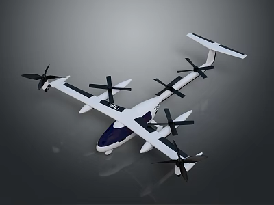 Futuristic Space Exploration Aircraft With Multiple Propellers And Modern Aerodynamic Design 3d model