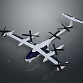 Futuristic Space Exploration Aircraft With Multiple Propellers And Modern Aerodynamic Design