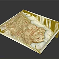 Detailed Unfolded Topographic Map Showing Mountain Terrain Geographic Features