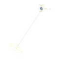 3D Spear Model with Metal Spearhead Red Decoration Black Silver Shaft and Light Blue Background