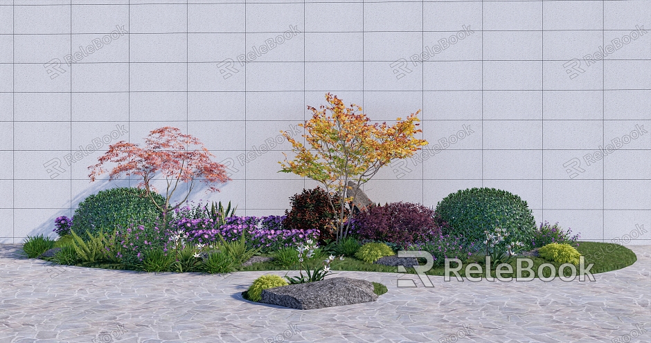 Modern Plant Plant Pile Trees and Shrubs Combination Flower Border model