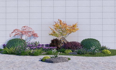 Modern Plant Pile Trees and Shrubs Combination Flower Border 3d model