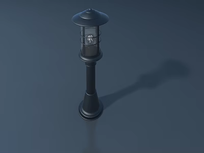 Classic Black Outdoor Lamp With Cylindrical Pole And Dome Shade Design 3d model