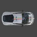White Sports Car with Green White Red Stripes Black Wheels and Sleek Aerodynamic Exterior Design