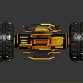 Orange And Blue Toy Car With Large Tires And Metallic Sporty Design
