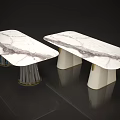 Modern Luxury Dining Tables With Marble Tabletop Silver Gold Base And White Gold Accent Legs