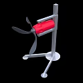 Industrial Equipment With Red Main Body Propeller Blades And Metal Stand Base