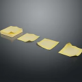 Yellow Sticky Notes in Different Folded and Flat Shapes on Dark Background 3d model