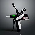 Black And White Tactical Weapon With Scope Green Indicator Light And Barcode Label 3d model