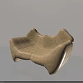 Modern Beige Leather Two Seater Sofa With Unique Curved Shape And Stitched Details