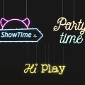 Fun Neon Decorative Lights Featuring Cat Ear Shape ShowTime Party Time And Hi Play Designs
